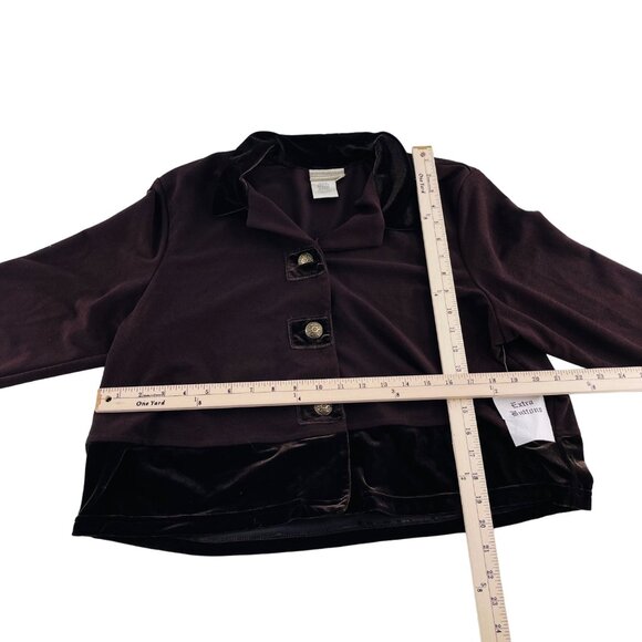 Coldwater Creek Womens Velvet Trim Button-Up Jacket Size 1X Cardigan Brown - Picture 4 of 5